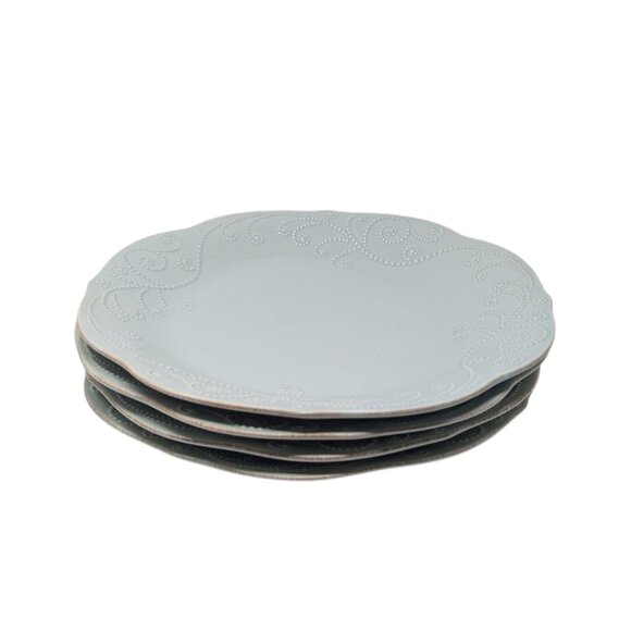 New Lenox French Perle Ice Blue 11" Dinner Plates Set of 4 - Picture 4 of 7